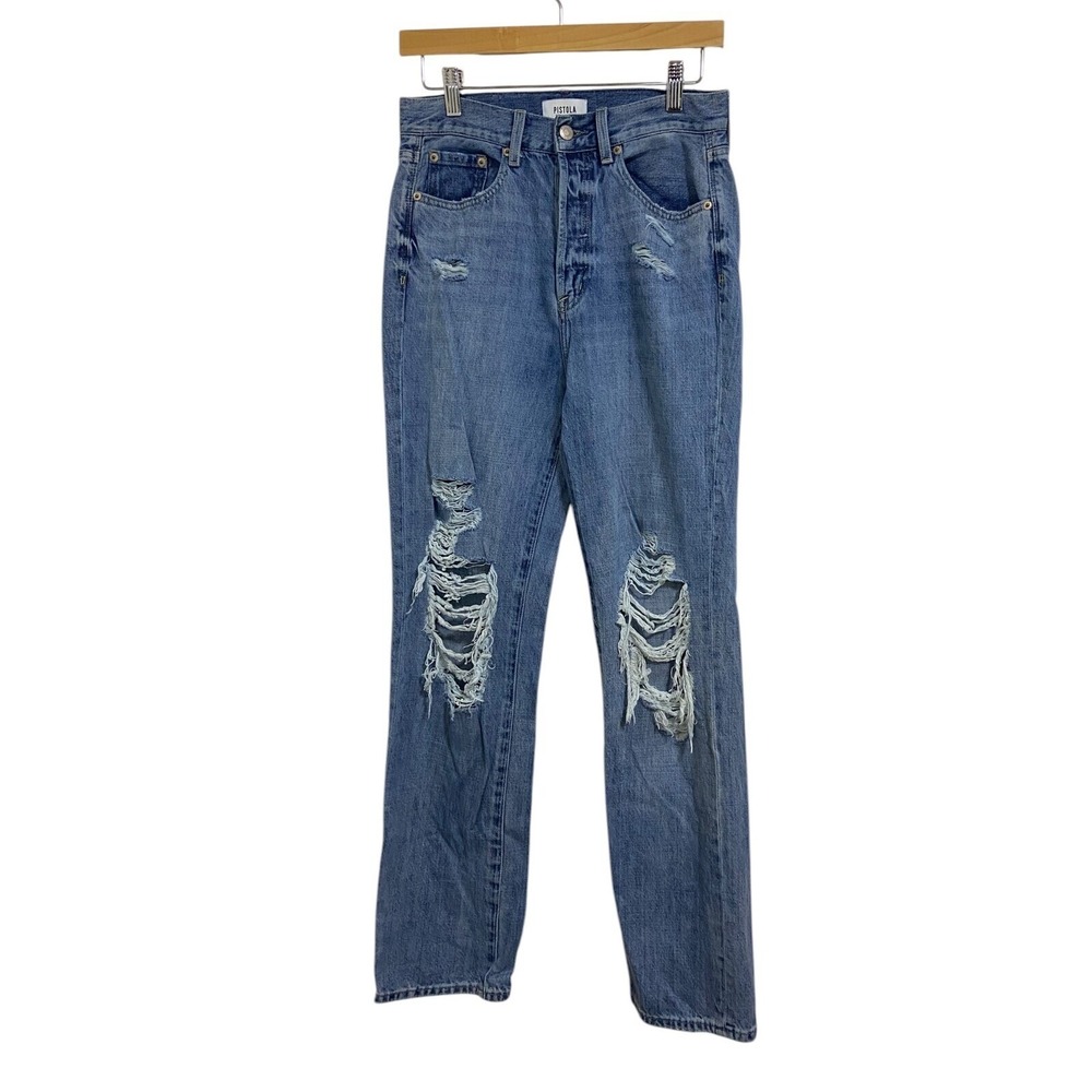 Pistola Ripped High Rise Jeans Distressed Denim Button Fly Womens Size‎ 26